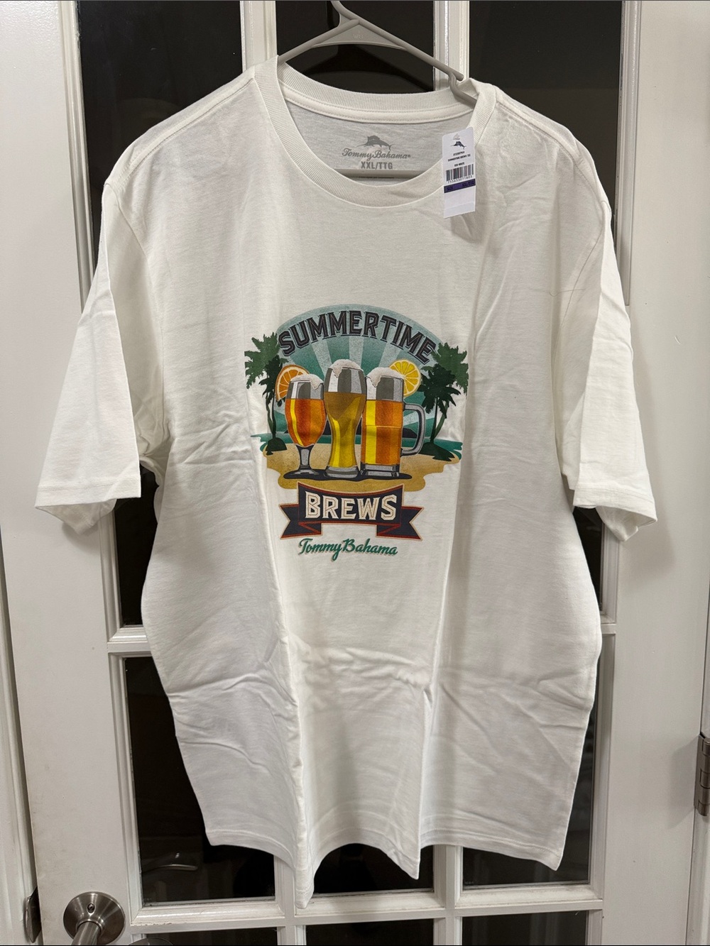 Tommy Bahama White Graphic Tee with Beach Beer Motif